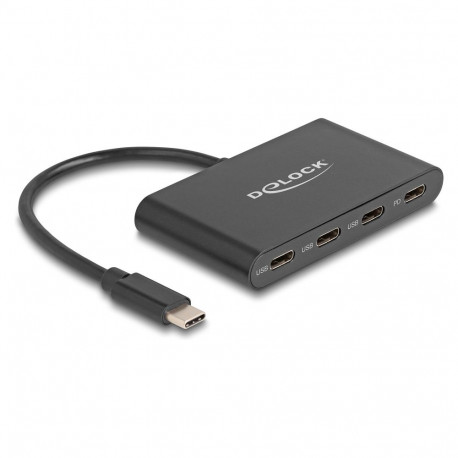 "DELOCK USB 3.2 Gen 1 USB Type-C Hub mit 3 x USB Type-C Buchse + 1 x USB Type-C PD 100 Watt"