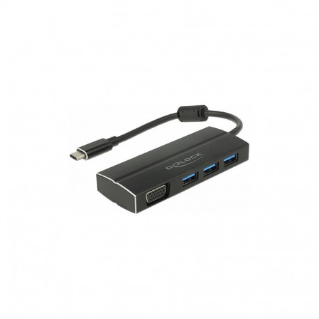 "DELOCK USB 3.1 Gen 1 Adapter USB Type-C zu 3 x USB 3.0 Typ-A Hub + 1 x VGA DP Alt Mode"