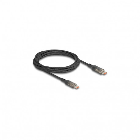 Delock USB 2.0 andme- ja kiirlaadimiskaabel USB Type-C PD 3.0 100 W võimsusnäidikuga läbipaistev 2m