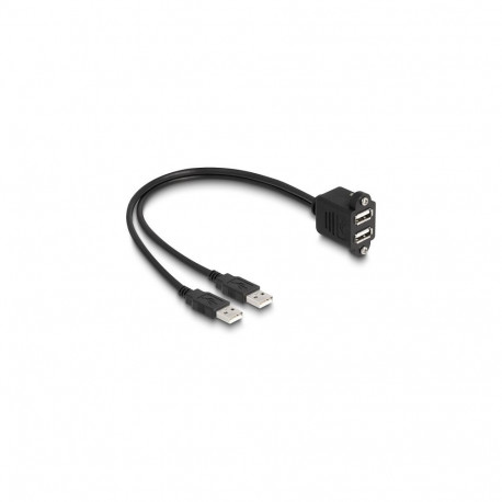 "USB 2.0 Kabel 2 x USB Typ-A Stecker zu 2 x USB Typ-A Buchse mit Schrauben zum Einbau 1 m schwarz"