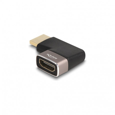 HDMI-adapter pistik-pesa 90° parempoolse nurga all 8K 60Hz metallist, hall