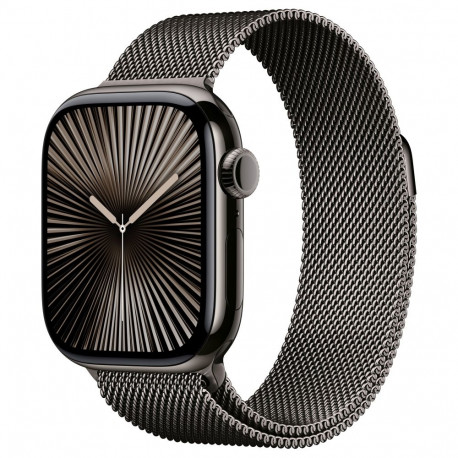 "APPLE Watch Series 10 GPS + Cellular 42mm Slate Titanium Case with Slate Milanese Loop"