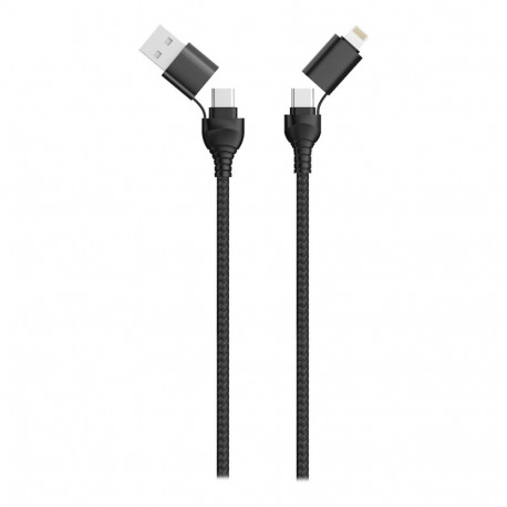 "2GO USB / Type C Ladekabel 4 in 1 USB A, Lighn. 1,2m sw"