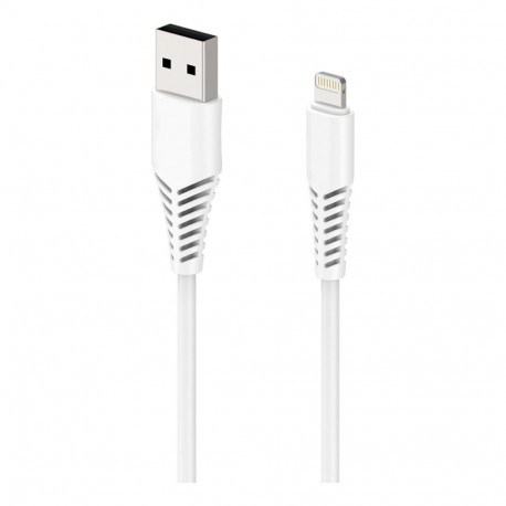 2GO USB laadimis- ja andmekaabel Apple Lightning 1m valge