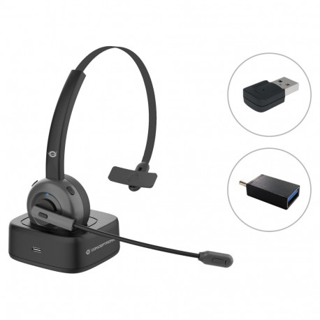 "CONCEPTRONIC Headset Mono WLS BT5.0/Mikro/ANC/Dock/+22Std sw"