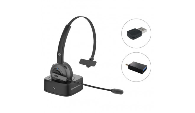 Conceptronic must mono peakomplekt mikrofoniga WLS BT5.0 ANC Dock +22Std