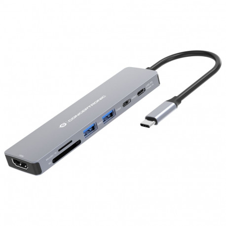 "CONCEPTRONIC 7-1 Dock USB-C->HDMI/USB-C/2xUSB-A/+ 25cm gr"
