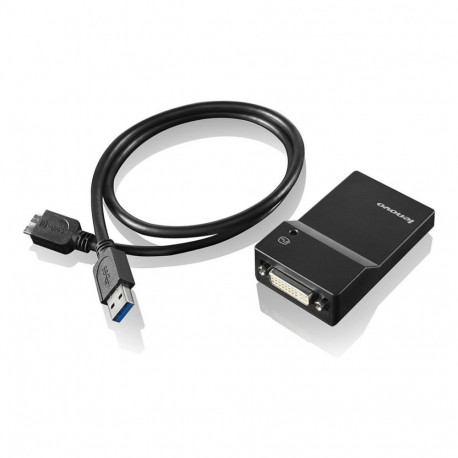 Lenovo USB 3.0 - DVI/VGA monitori adapter, 0,7 m, must