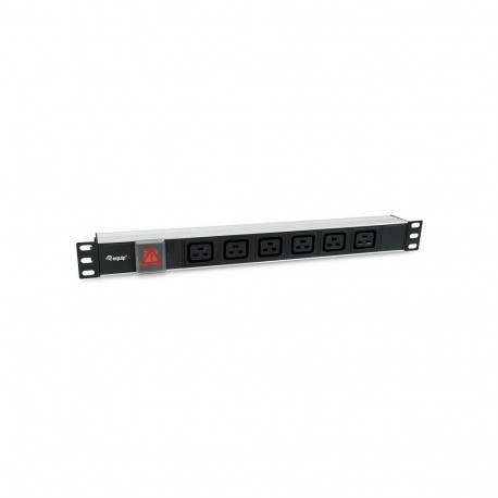 Equip 1U 6xIEC C19 sisse- ja väljalülitiga must pistikupesa paneel