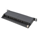 "DIGITUS Cat.6A Slim Patch Panel, gesch.,8-Port, 0,5 HE, 10"