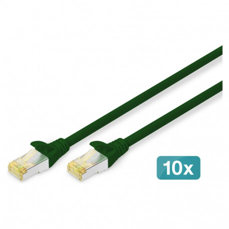 DIGITUS CAT 6A S/FTP patch-kaabel, 10 tk, 0,5m, roheline