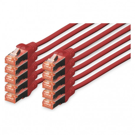 DIGITUS CAT 6 S/FTP patchkaabel, 10tk, 1m, punane