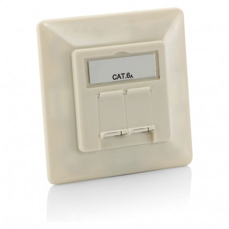 Equip seinapealne seinaplaat Cat6A 2x RJ45 RAL 1013 pärlvalge