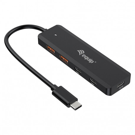 Equip 4-pordiline USB-jaotur 3.2/C->2xUSB-C 2xUSB-A 10Gbps ilma toiteplokita must