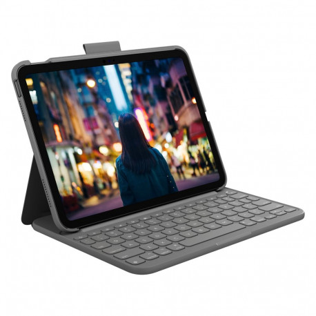 "Logitech Slim Folio Bluetooth Tastatur und Schutzhülle iPad 10. 11. Generation grey QWERTZ DE"