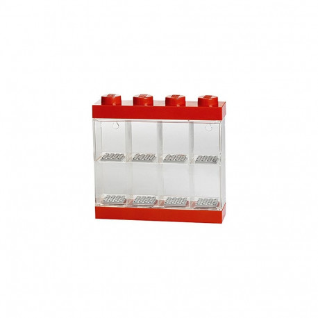 LEGO minifiguuride vitriin 8, punane/läbipaistev