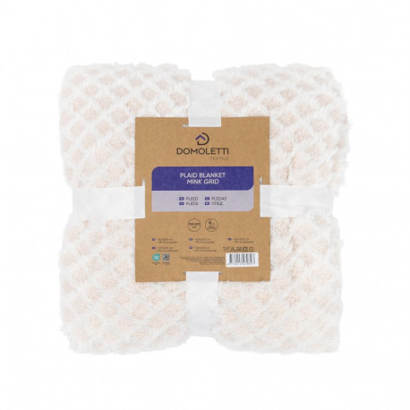 BLANKET MINK GRID 150X200 CM BEIGE
