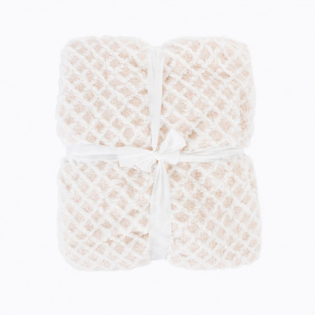 BLANKET MINK GRID 150X200 CM BEIGE