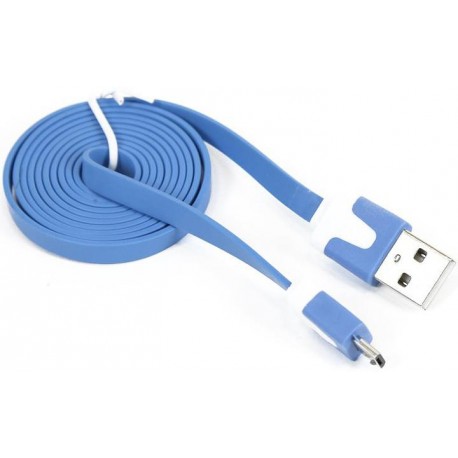 Omega kabelis microUSB 1m plakans, zils (41857)