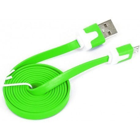 Omega кабель microUSB 1м плоский, зелёный (41858)