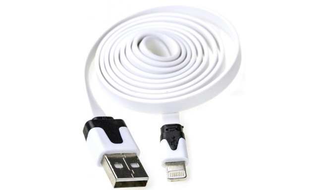 Omega cable Lightning 1m flat, white (41822)