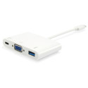 Equip USB-C - VGA, USB 3.0, 60W PD dokkimisjaam, 15 cm, valge