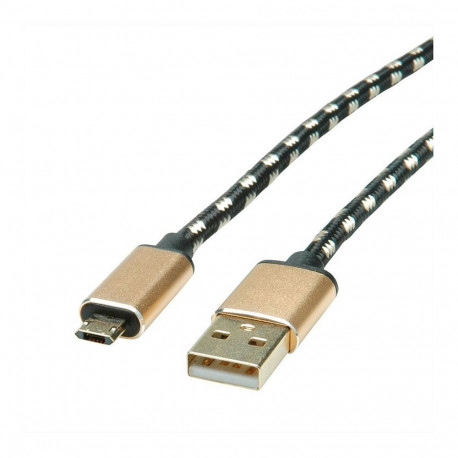 "ROLINE GOLD USB 2.0 Kabel Typ A ST - Micro B ST reversibel 0,8m"