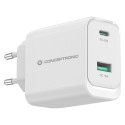 "CONCEPTRONIC Ladegerät 2Port GaN USB-C/-A 45WPD3.0/PPS ws"