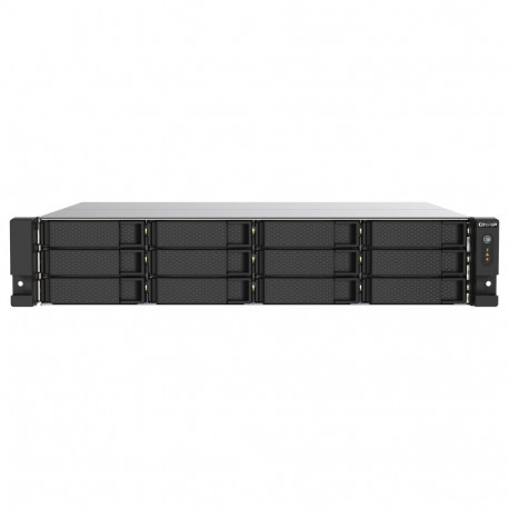 "QNAP 12-Bay-Rackmontage-NAS AMD Ryzen V1000 Serie V1500B 4C/8T 2,2GHz 8GB DDR4-RAM 2x2,5 GbE LAN op