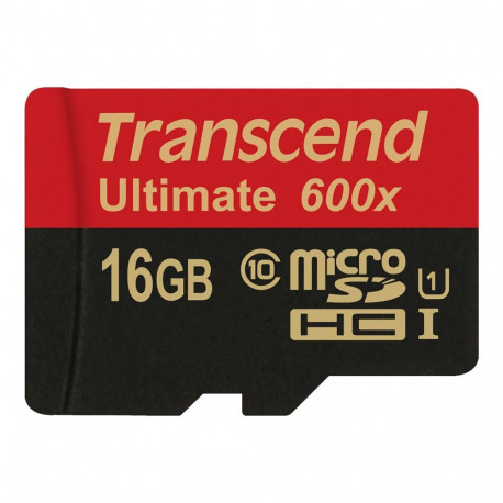 Transcend 16GB microSD mälukaart SDHC UHS1 600x adapteriga