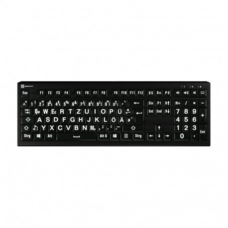 LogicKeyboard XL-Print Astra 2 valge mustal DE (PC)