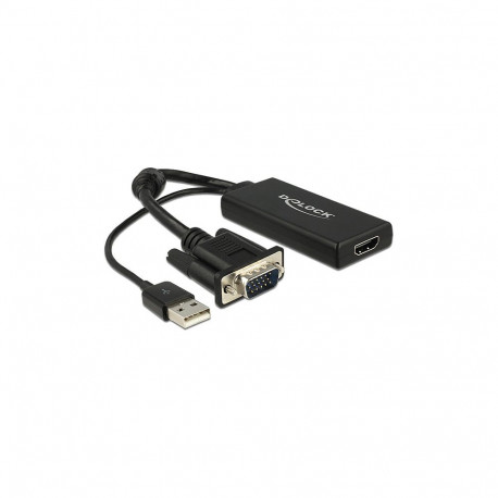DELOCK VGA + audio HDMI adapter kaabliga, must