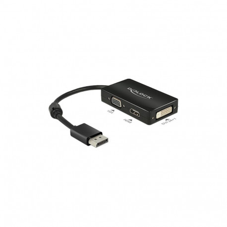 Adapter DisplayPort 1.2 pistik VGA/HDMI/DVI pesaks, passiivne, must