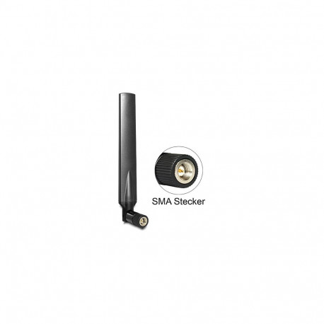 "DELOCK Antenne LTE SMA Band 1/3/7/20 -5 -2.8 dBi omni Gelenk schwarz"