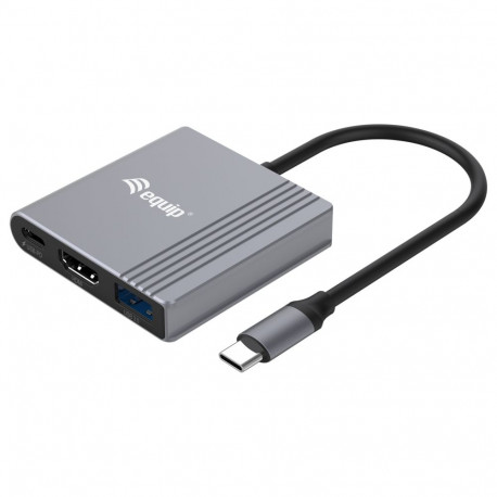 Equip USB-C->HDMI.USB-A.100WPD 25cm hall dokkimisjaam