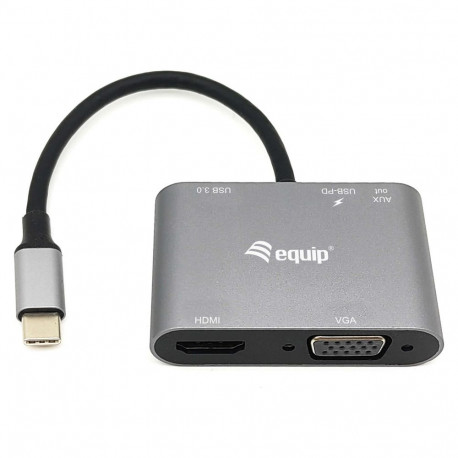 "Equip Dock USB-C->HDMI.VGA.USB3.0.AUX.100WPD 15cm sw"