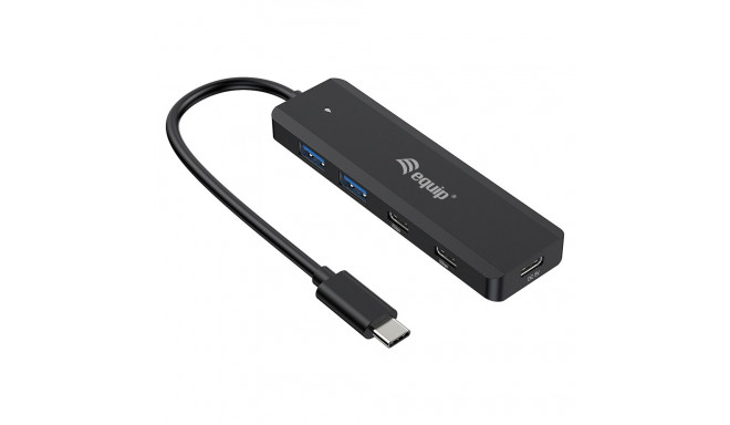 Equip 4-pordiline USB-jaotur 3.2/C->2xUSB-C 2xUSB-A 5Gbps ilma toiteplokita must