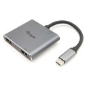 Equip dokijaam USB-C->2xHDMI USB 3.0 100WPD 15cm, hõbe