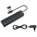 "Equip USB-Hub 7-Port 3.2 ->7x3.2 5Gbps m.Netzteil sw"