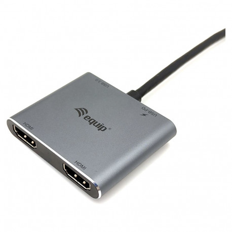 Equip dokijaam USB-C->2xHDMI USB 3.0 100WPD 15cm, hõbe