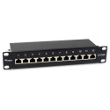 "Equip Patchpanel 12x RJ45 Cat6A 10"" FTP 1HE Premium schwarz"