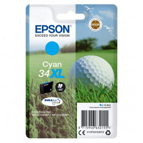 "Epson Golf ball Singlepack Cyan 34XL DURABrite Ultra Ink"
