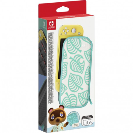 Switch Lite -Tasche & -Schutzfolie (weiß/grün, Animal Crossing: New Horizons-Edition)