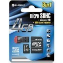 Platinet memory card microSDHC 4GB + adapter + card reader