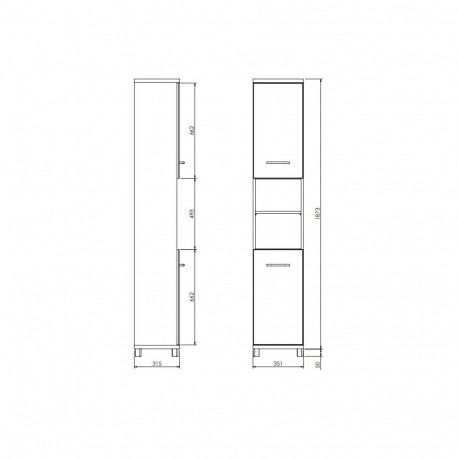CABINET TALL BARI C35 WHITE/WOOD