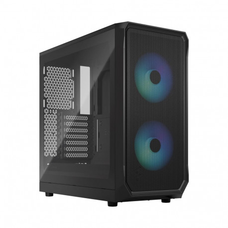 Fractal Design arvutikorpus Focus 2 küljeaknaga Midi Tower ATX RGB, must läbipaistev toon