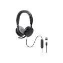 Dell Pro juhtmega on-ear peakomplekt WH5024 integreeritud mikrofon USB Type-A ANC must