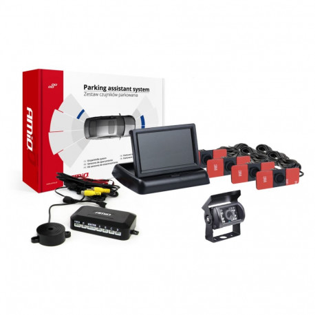 Zestaw czujników parkowania tft02 4,3" z kamerą hd-501-ir 4 sensory czarne wewnętrzne