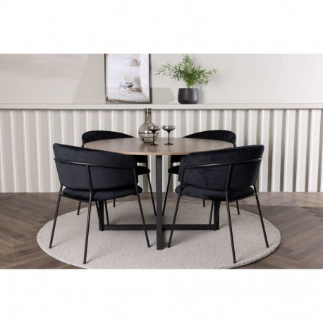 Söögitoa komplekt DURANGO&SELMA 4 tooli, must/pähkel