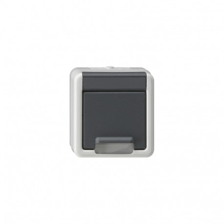 "GIRA 441430 SCHUKO-Steckdose AP/WD mit Klappd.+SafetyPlus WG AP grau"